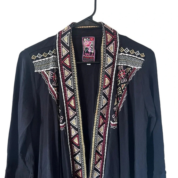 Johnny Was Black Embroidered Open Front Cardigan - Picture 3 of 9